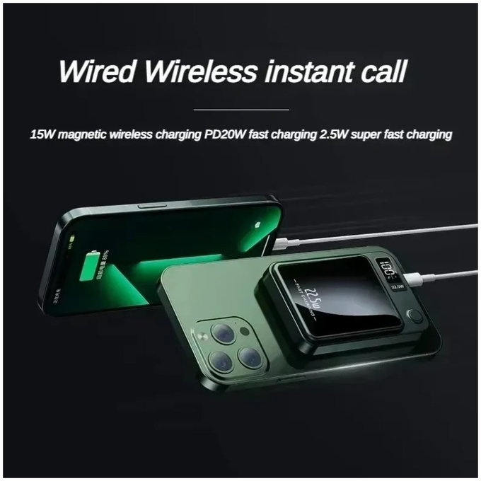 FixPremium - MagSafe PowerBank 5000mAh z LED zaslonom, črna