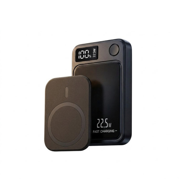 FixPremium - MagSafe PowerBank 5000mAh z LED zaslonom, črna
