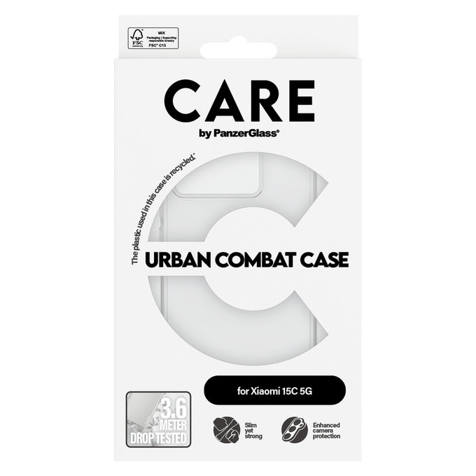 Ovitek Urban Combat za Xiaomi 15C 5G, Prozorna, PanzerGlass