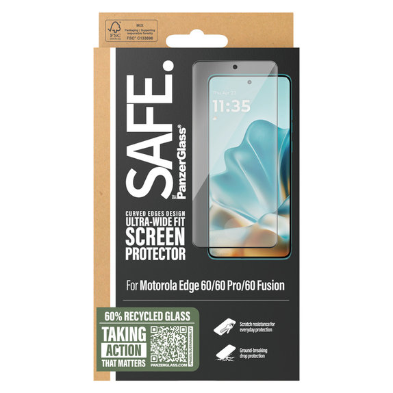 Kaljeno steklo UWF za Motorola Edge 60/60 Pro/60 Fusion, Črna, SAFE by PanzerGlass