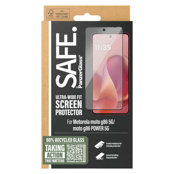 Kaljeno steklo UWF za Motorola Moto G86 Power, Črna, SAFE by PanzerGlass
