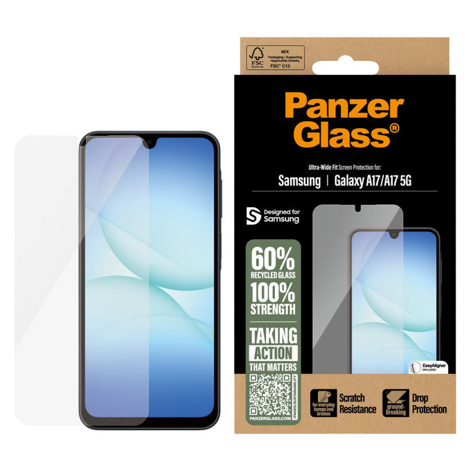 PanzerGlass - UWF kaljeno steklo z aplikatorjem za Samsung Galaxy A17, A17 5G, prozorno