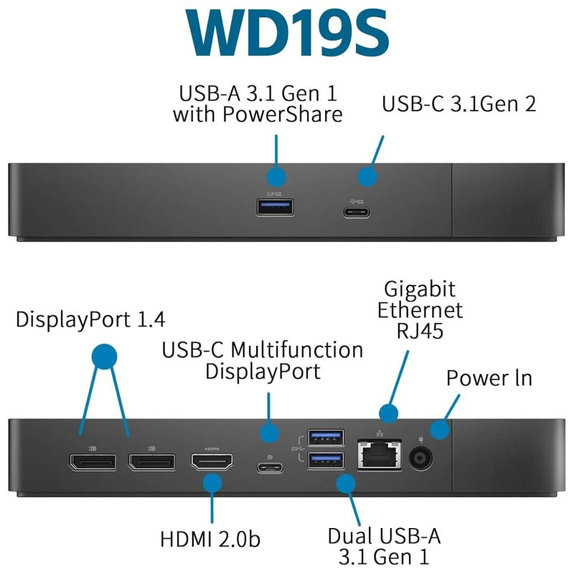 Dell WD19S K20A001 - Priklopna postaja (USB-C) + 130W adapter Obnovljeno