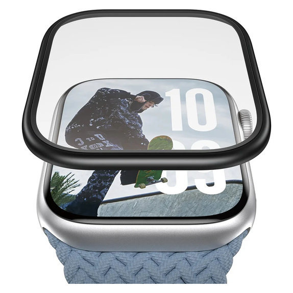 Kaljeno steklo UWF METALLIC za Apple Watch 11/10 42 mm, Črna, PanzerGlass