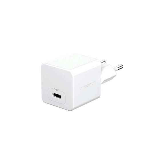 Potovalni adapter Grand Prix USB-C, GaN, 30 W PD, srebrno-bel, empower