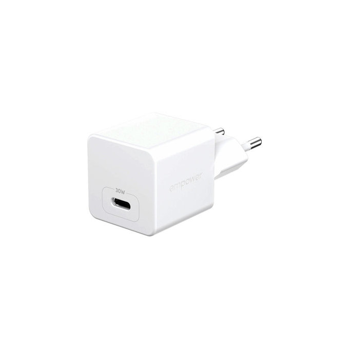 Potovalni adapter Grand Prix USB-C, GaN, 30 W PD, srebrno-bel, empower