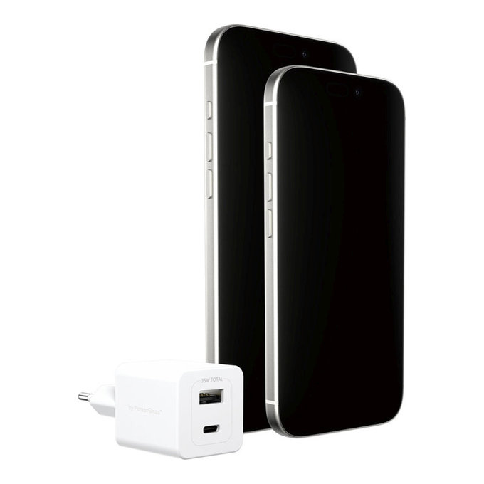 Potovalni adapter Grand Prix USB-C/USB-A, GaN, 35 W PD, srebrno-bel, empower