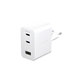 Potovalni adapter Grand Prix 2x USB-C/USB-A, GaN, 70 W PD, Srebrno-bela, empower