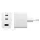 Potovalni adapter Grand Prix 2x USB-C/USB-A, GaN, 70 W PD, Srebrno-bela, empower