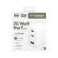 Potovalni adapter Grand Prix 2x USB-C/USB-A, GaN, 70 W PD, Srebrno-bela, empower