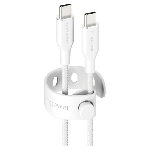 Kabel USB-C, 60 W, Racing, 1,2 m, srebrno-bel, empower