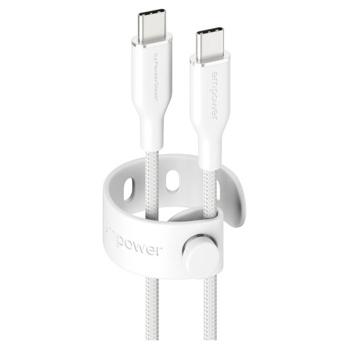Kabel USB-C, 60 W, Racing, 1,2 m, srebrno-bel, empower