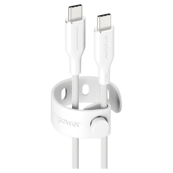 Kabel USB-C, 240 W, Racing, 1,2 m, srebrno-bel, empower