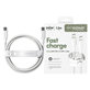Kabel USB-C, 240 W, Racing, 1,2 m, srebrno-bel, empower