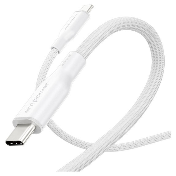 Kabel USB-C, 240 W, Racing, 1,2 m, srebrno-bel, empower