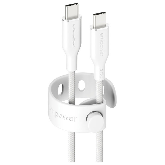 Kabel USB-C, 240 W, Racing, 2 m, Srebrno-bela, empower