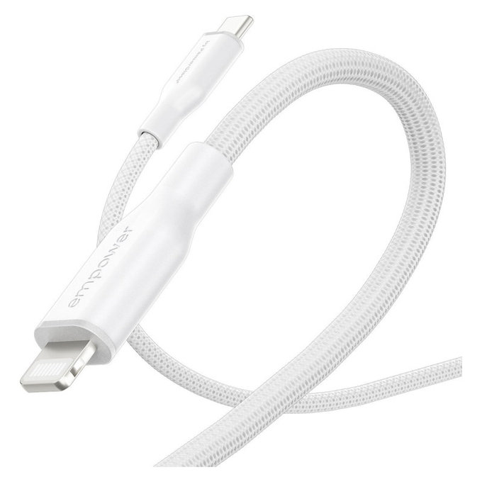 Kabel USB-C/Lightning, 60 W, Racing, 1, 2 m, Srebrno-bela, empower
