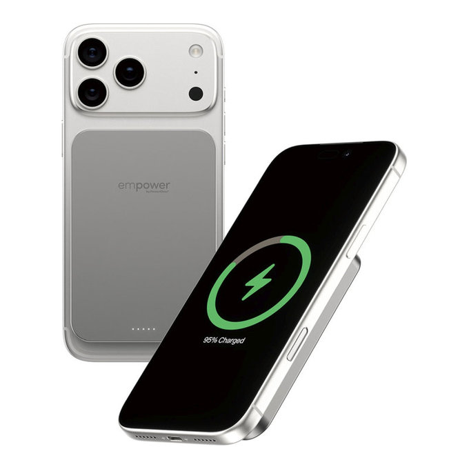 Brezžična PowerBank 5000 mAh, 20 W, združljiva z MagSafe, Qi2/USB-C, titan, empower