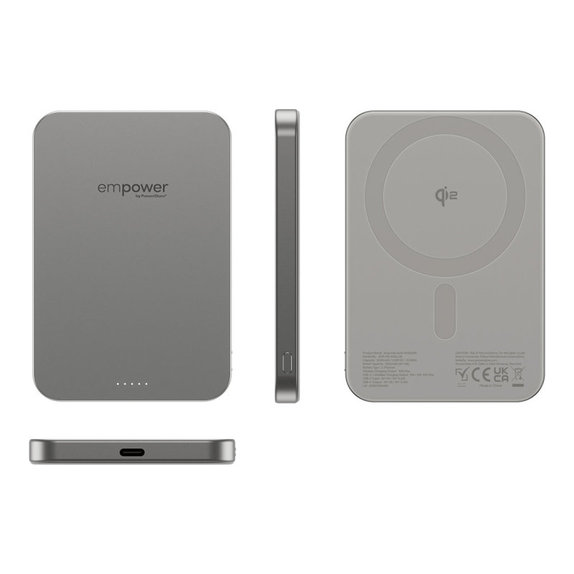 Brezžična PowerBank 5000 mAh, 20 W, združljiva z MagSafe, Qi2/USB-C, titan, empower
