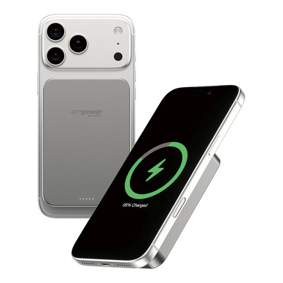 Brezžična PowerBank 10000 mAh, 20 W, združljiva z MagSafe, Qi2/USB-C, titan, empower
