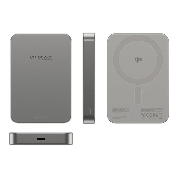Brezžična PowerBank 10000 mAh, 20 W, združljiva z MagSafe, Qi2/USB-C, titan, empower