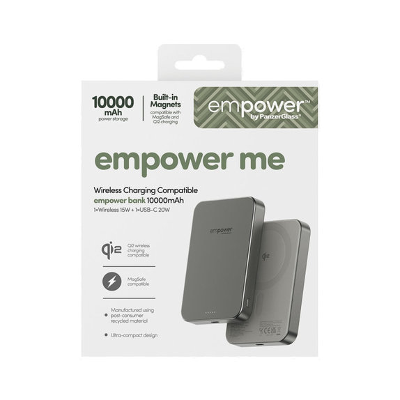 Brezžična PowerBank 10000 mAh, 20 W, združljiva z MagSafe, Qi2/USB-C, titan, empower