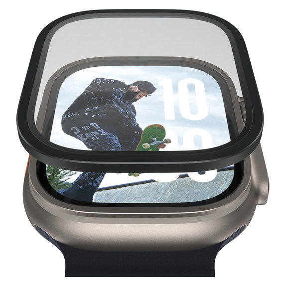 Kaljeno steklo UWF METALLIC za Apple Watch Ultra 49 mm, Črna, PanzerGlass
