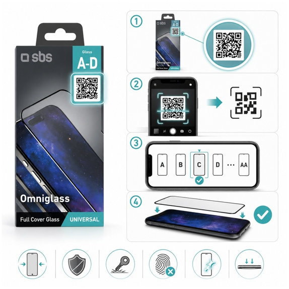 Univerzalno kaljeno steklo Omniglass X, Črna, SBS