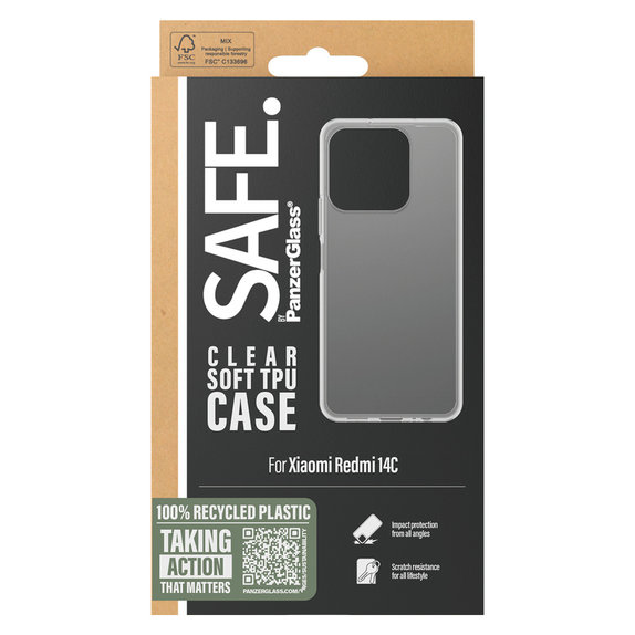 Ovitek TPU za Xiaomi Redmi 14C, Prozorna, SAFE by PanzerGlass