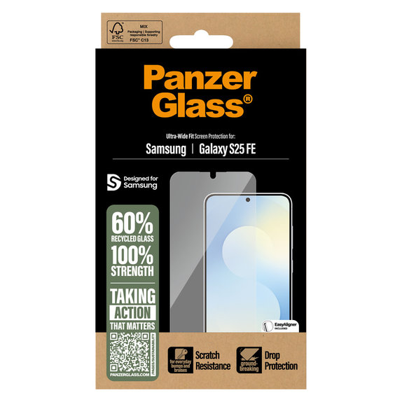Kaljeno steklo UWF z aplikatorjem za Samsung Galaxy S25 FE, Prozorna, PanzerGlass