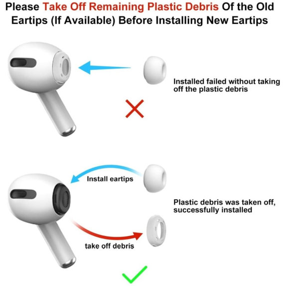 Nadomestni silikonski čepki za Apple AirPods 3 Pro, komplet 3 kos (L, M, S), Beli