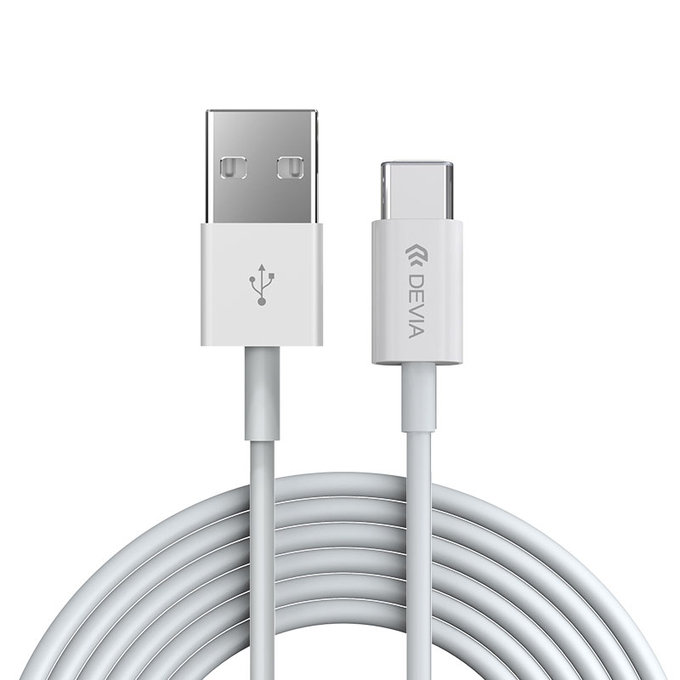 USB / USB-C kabel Smart, 2.1A, 2m, bel, Devia
