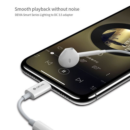 Adapter Smart 3,5mm Jack / Lightning, bel, Devia