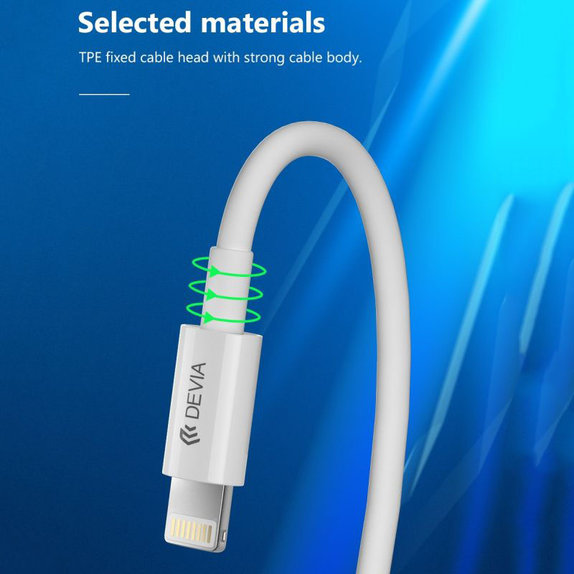 Lightning / USB-C kabel Smart, PD 27W, 2m, bel, Devia