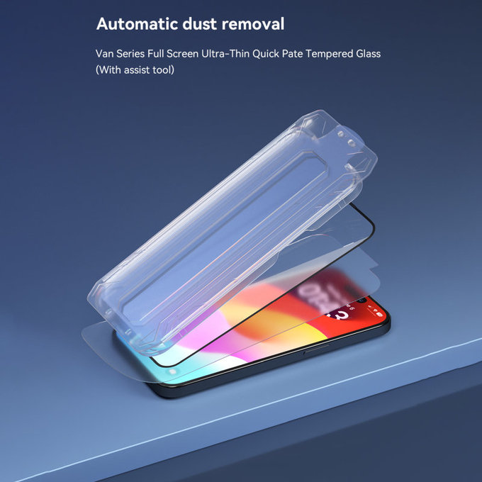 Kaljeno steklo FullCover z aplikatorjem za iPhone 15 Pro, Devia