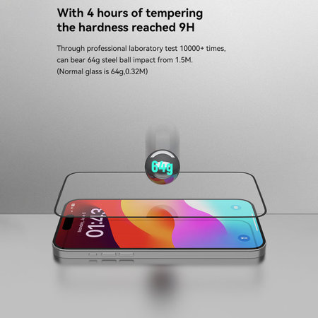 Kaljeno steklo FullCover z aplikatorjem za iPhone 15 Pro Max, Devia