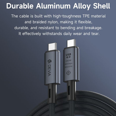 USB-C / USB-C kabel Extreme Speed, 240W, 8K 60Hz, 1m, črn, Devia