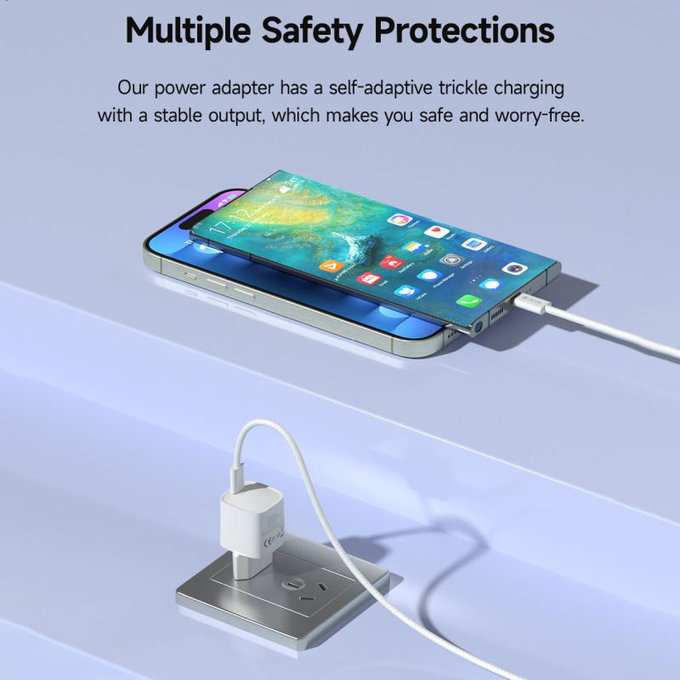 Polnilni adapter Mini USB-C, PD 30W, bel, Devia