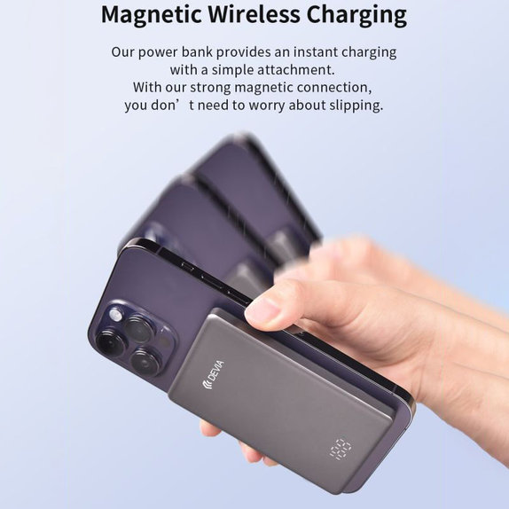 MagSafe PowerBank Extreme Speed Mini z zaslonom, PD 20W, 5000mAh, Space Grey, Devia
