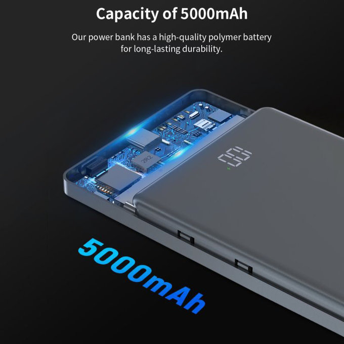 MagSafe PowerBank Extreme Speed Mini z zaslonom, PD 20W, 5000mAh, Space Grey, Devia