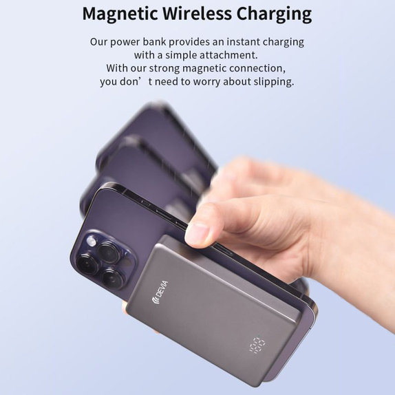 MagSafe PowerBank Extreme Speed Mini z zaslonom, PD 20W, 10000mAh, Space Grey, Devia