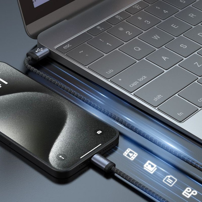 USB / USB-C kabel Gracious, 2.1A, 2m, črn, Devia