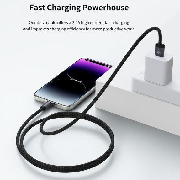 Lightning / USB kabel Gracious, 2,4A, 2m, črn, Devia