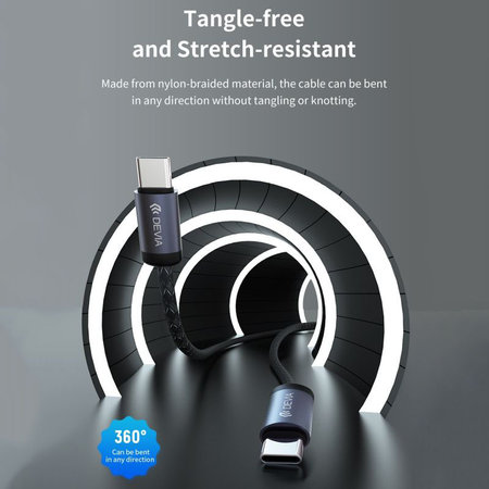 USB-C / USB-C kabel Gracious, PD 60W, 2m, črn, Devia