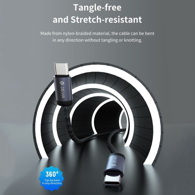 USB-C / USB-C kabel Gracious, PD 60W, 2m, črn, Devia