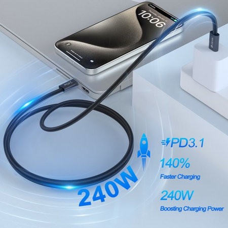 USB-C / USB-C kabel Extreme Speed, PD 240W, 2m, črn, Devia