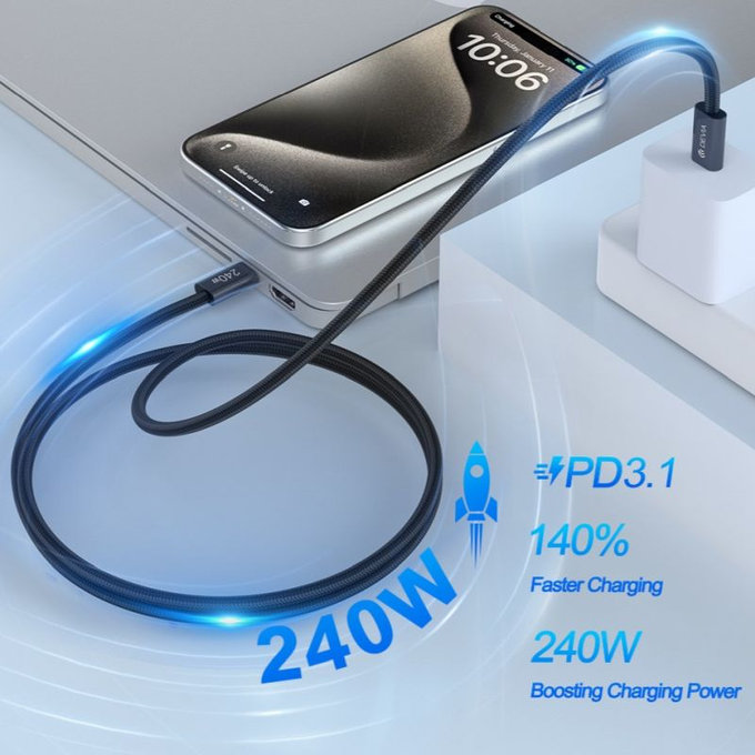 USB-C / USB-C kabel Extreme Speed, PD 240W, 2m, črn, Devia