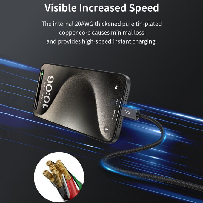 USB-C / USB-C kabel Extreme Speed, PD 240W, 2m, črn, Devia