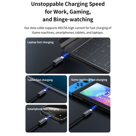 USB-C / USB-C kabel Extreme Speed, PD 240W, 2m, črn, Devia