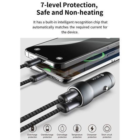 Avtopolnilec Extreme Speed USB-C + USB-A, PD 30W, QC 3.0 18W, siv, Devia